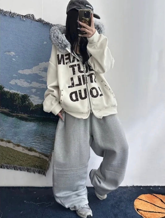 Corduroy Fuzzy Zip Jacket