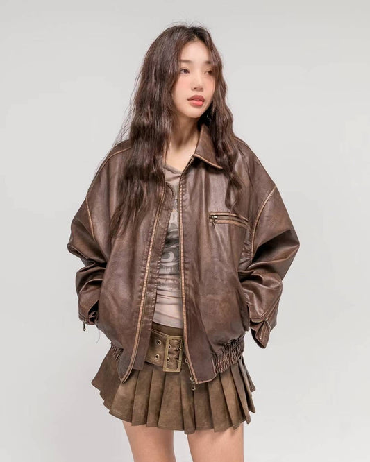 女裝復古靚皮褸