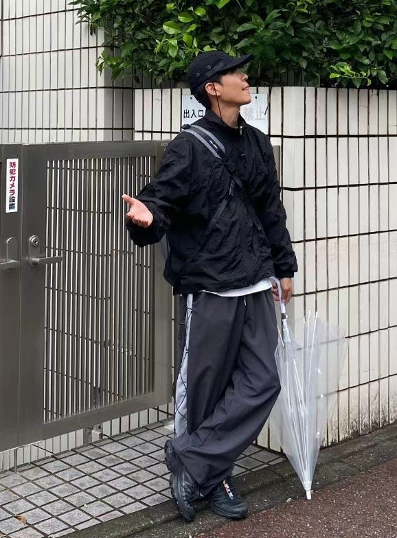 交叉繩尼龍工裝褲