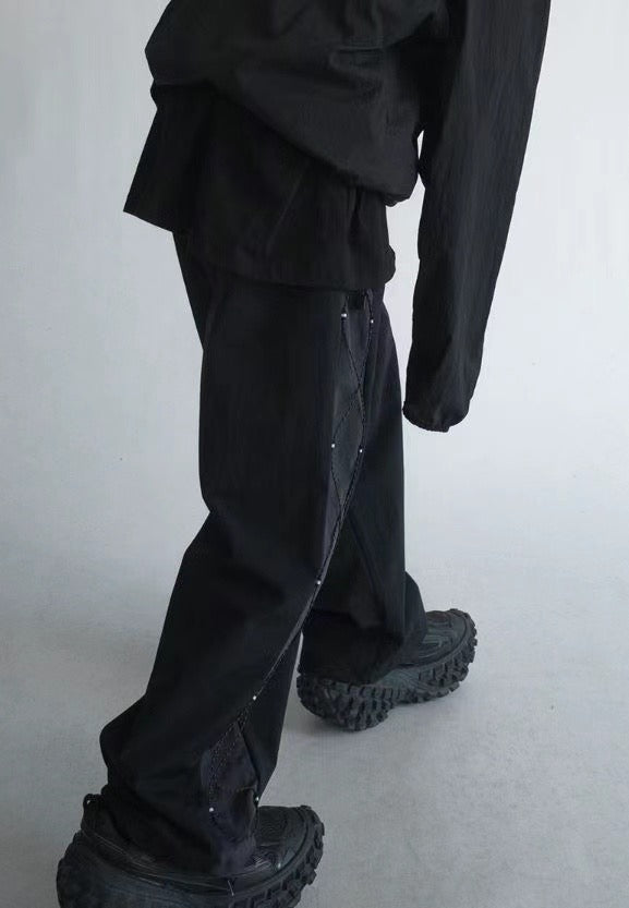 交叉繩尼龍工裝褲
