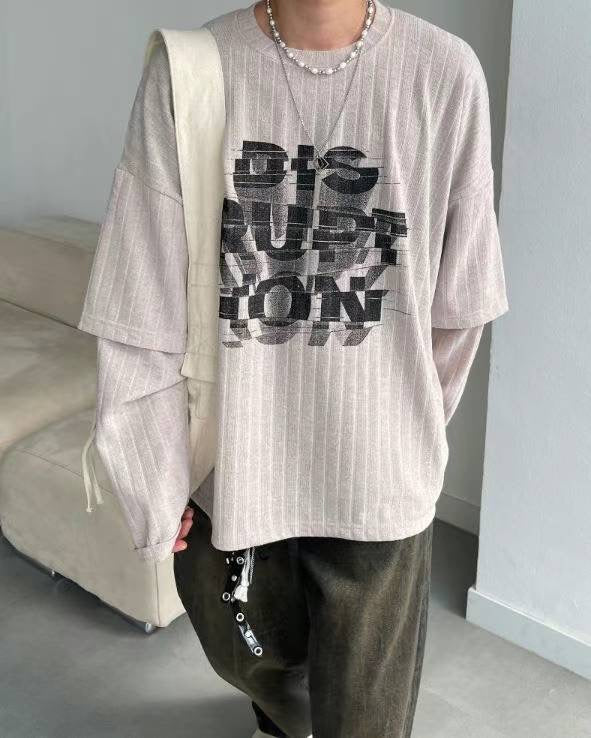 UNISEX 假兩袖立體字 TOP