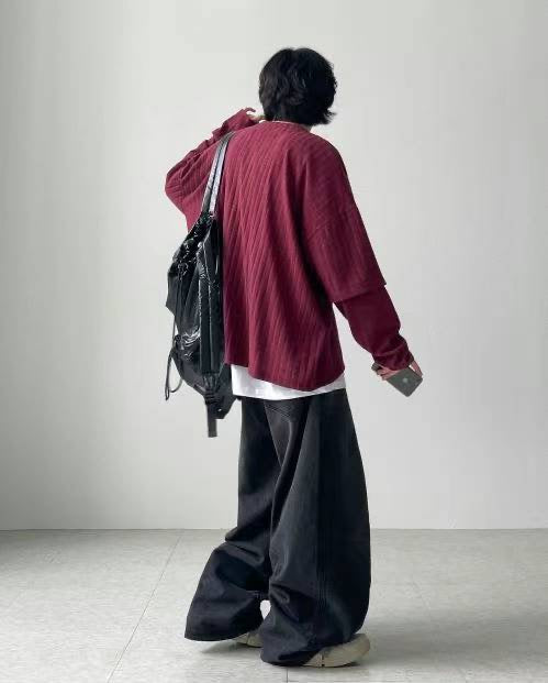 UNISEX 假兩袖立體字 TOP