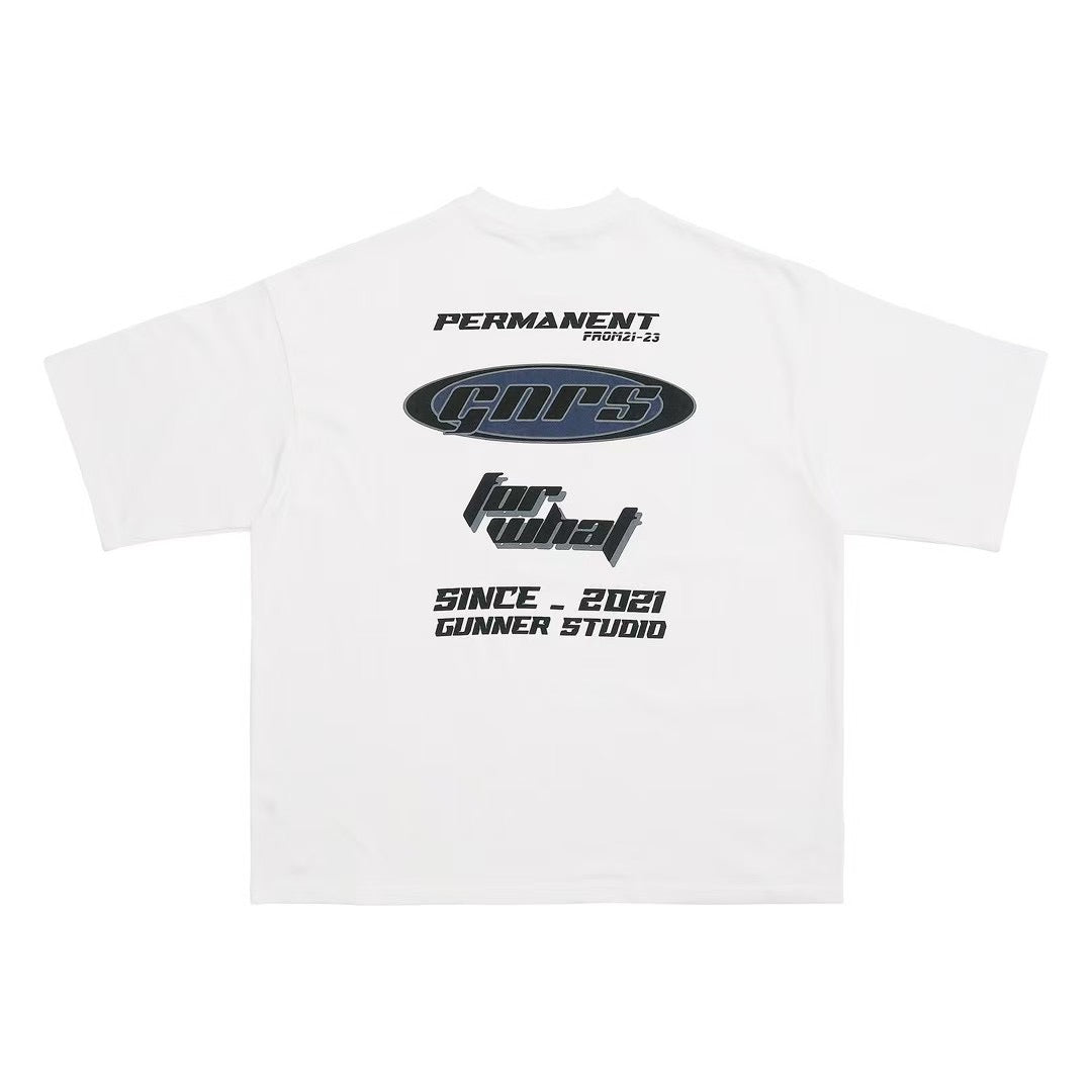 前後字母印花OVERSIZE T恤