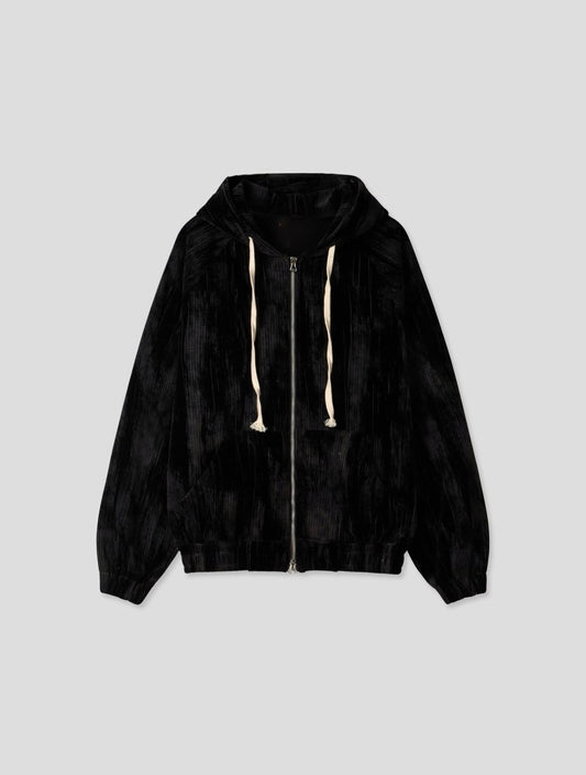 Hooded Velvet Track Jacket
