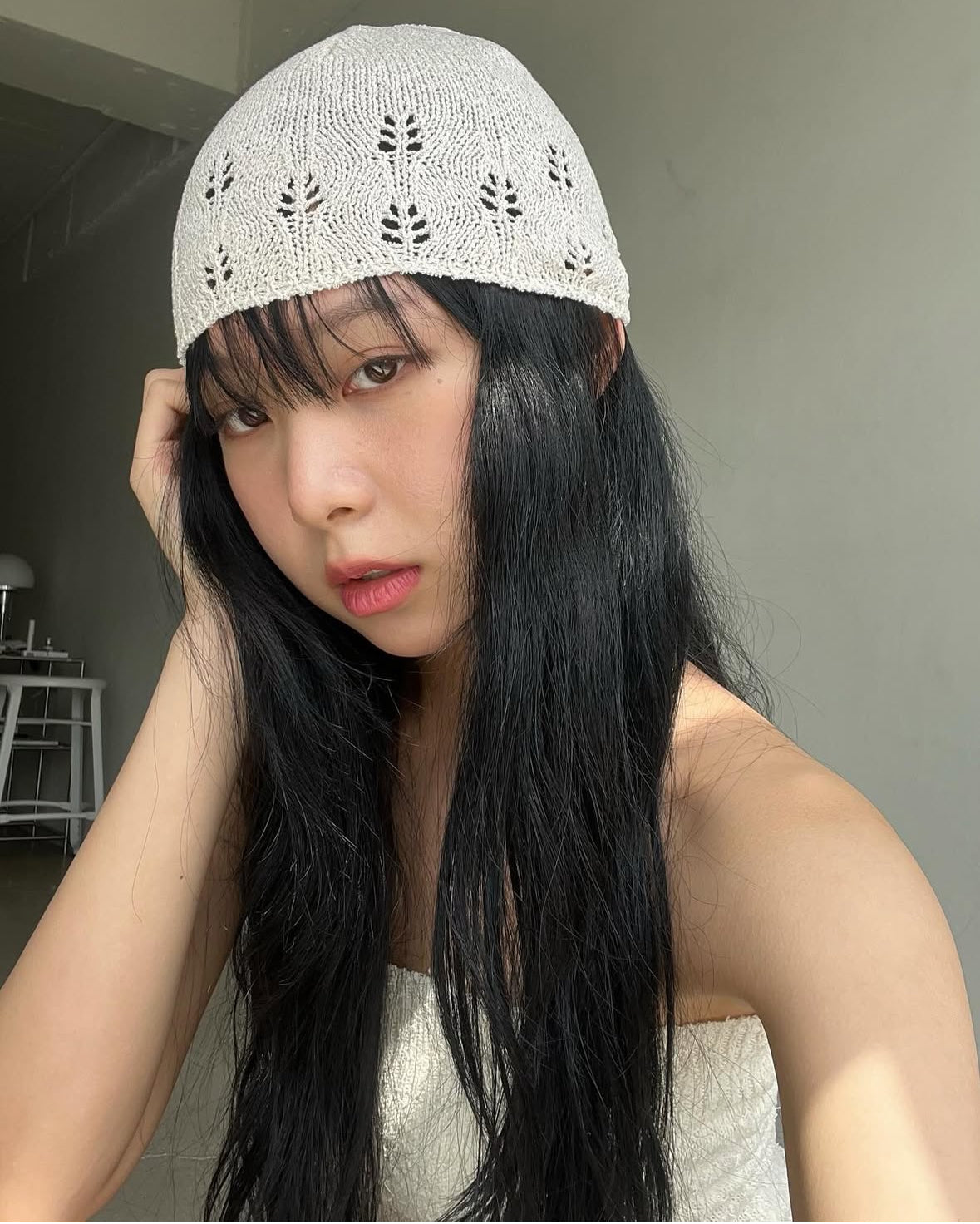 鏤空葉子圖案夏季帽