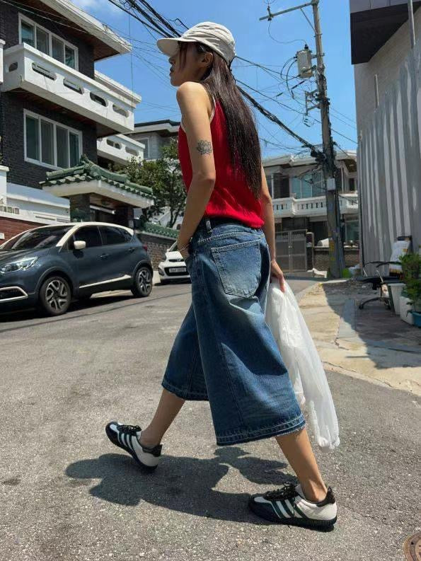 oversize bermuda denim pants (unisex)牛仔8分裤