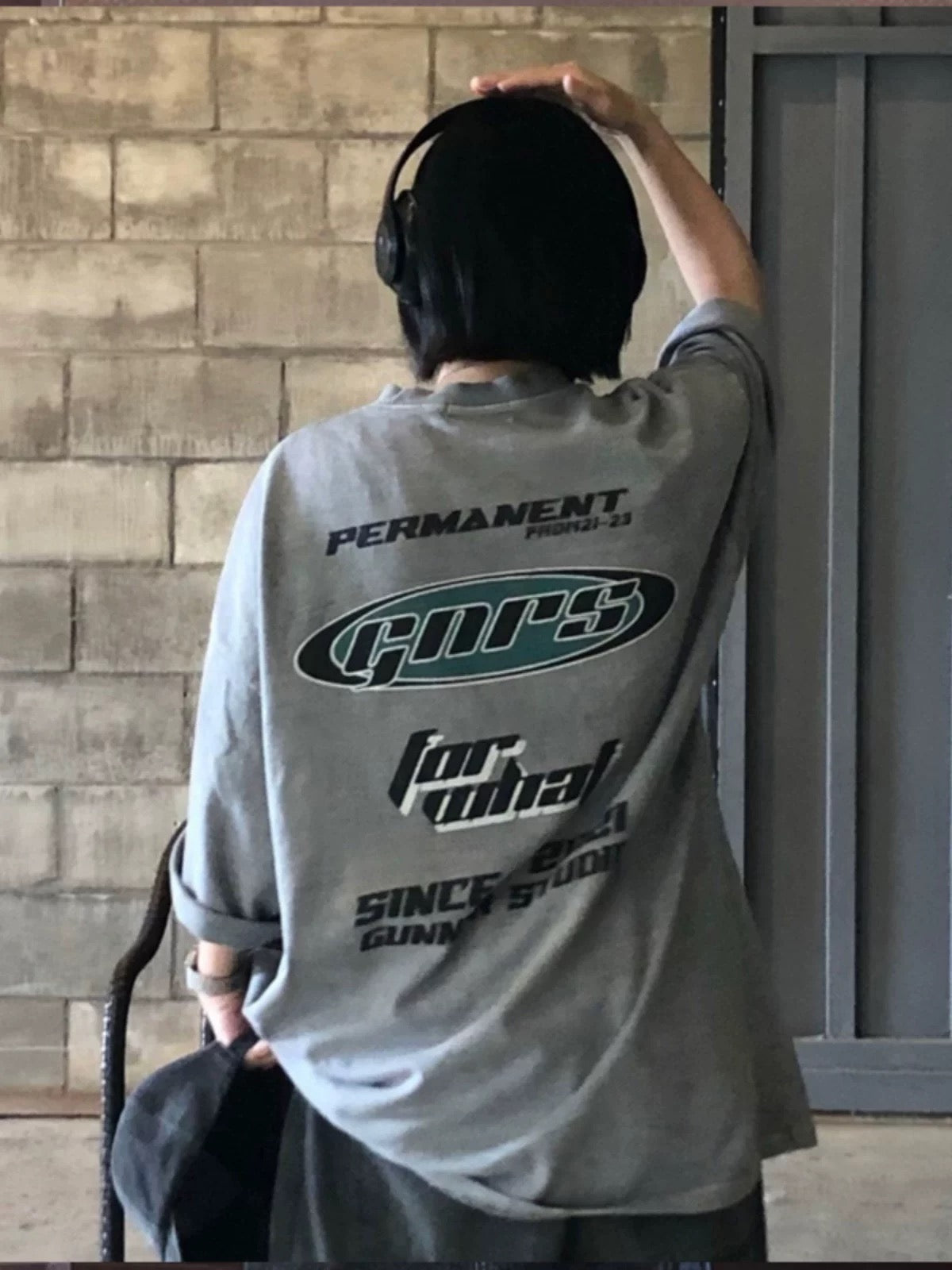 前後字母印花OVERSIZE T恤