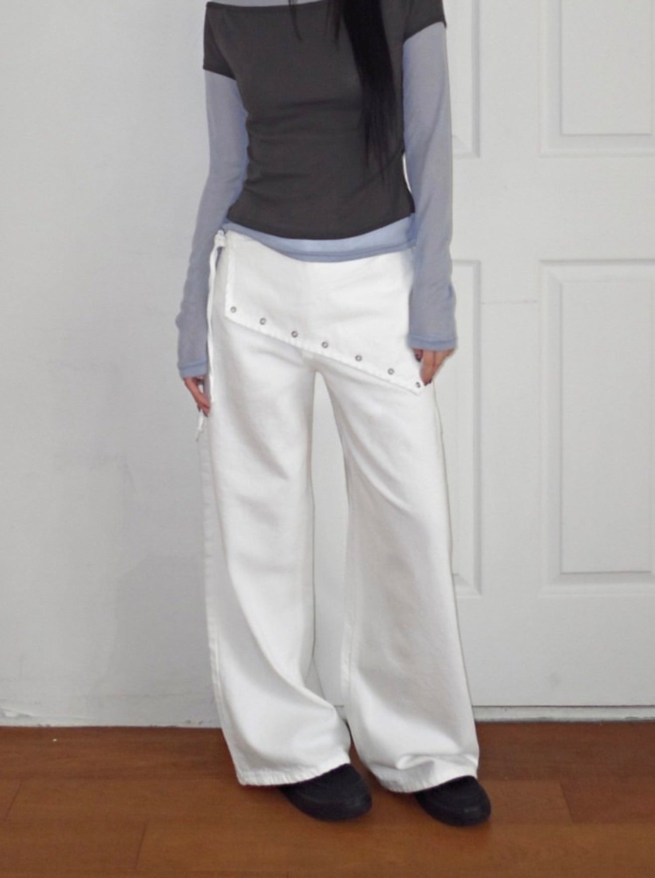 Scarf Waist Wide Straight Pants