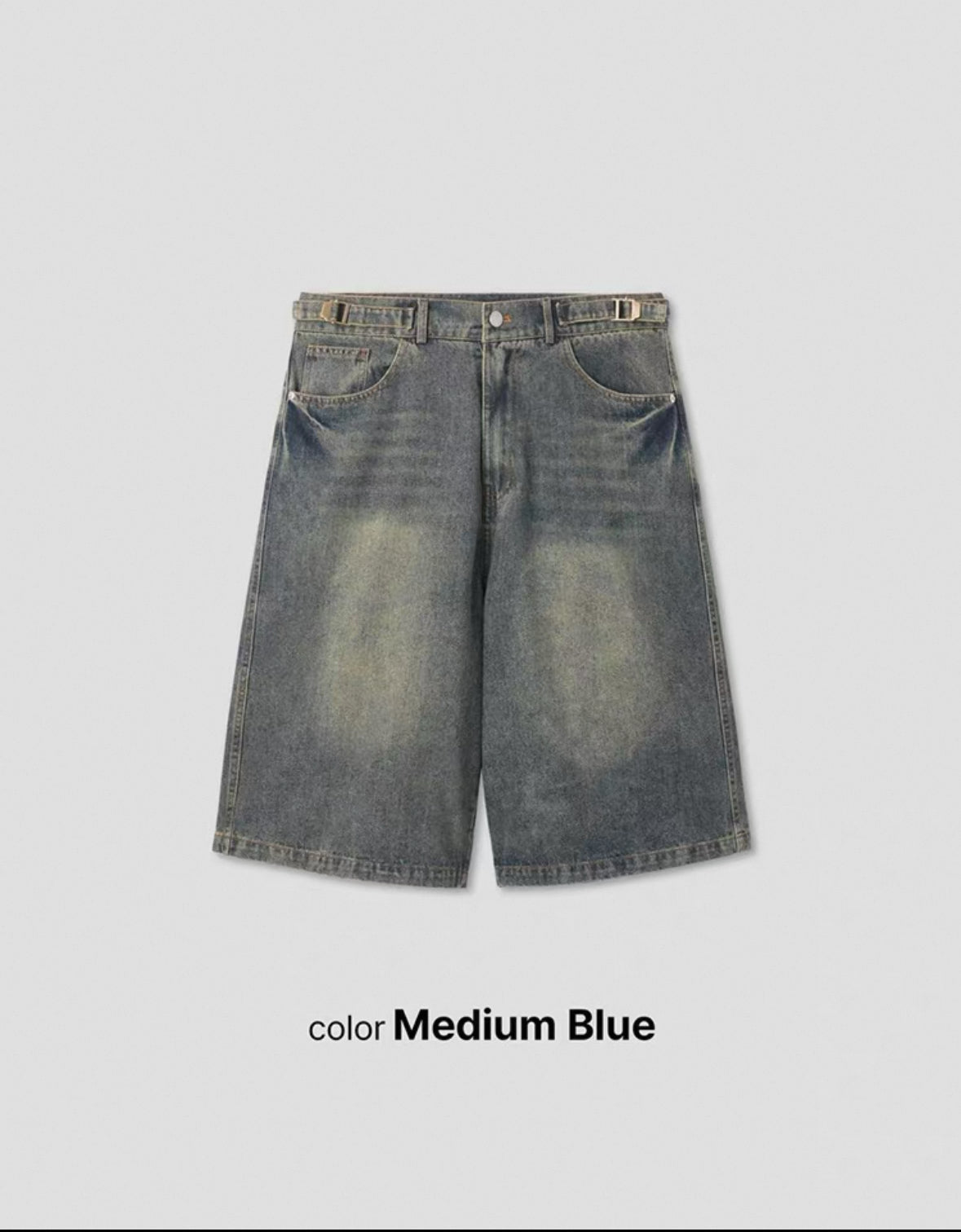 Vintage Washed Loose Button Short Jeans