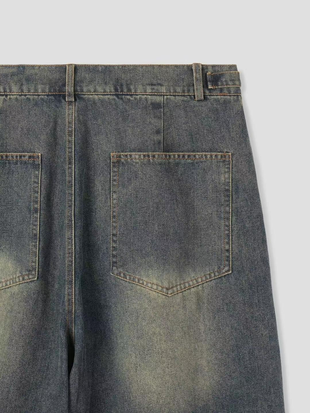 Vintage Washed Loose Button Short Jeans
