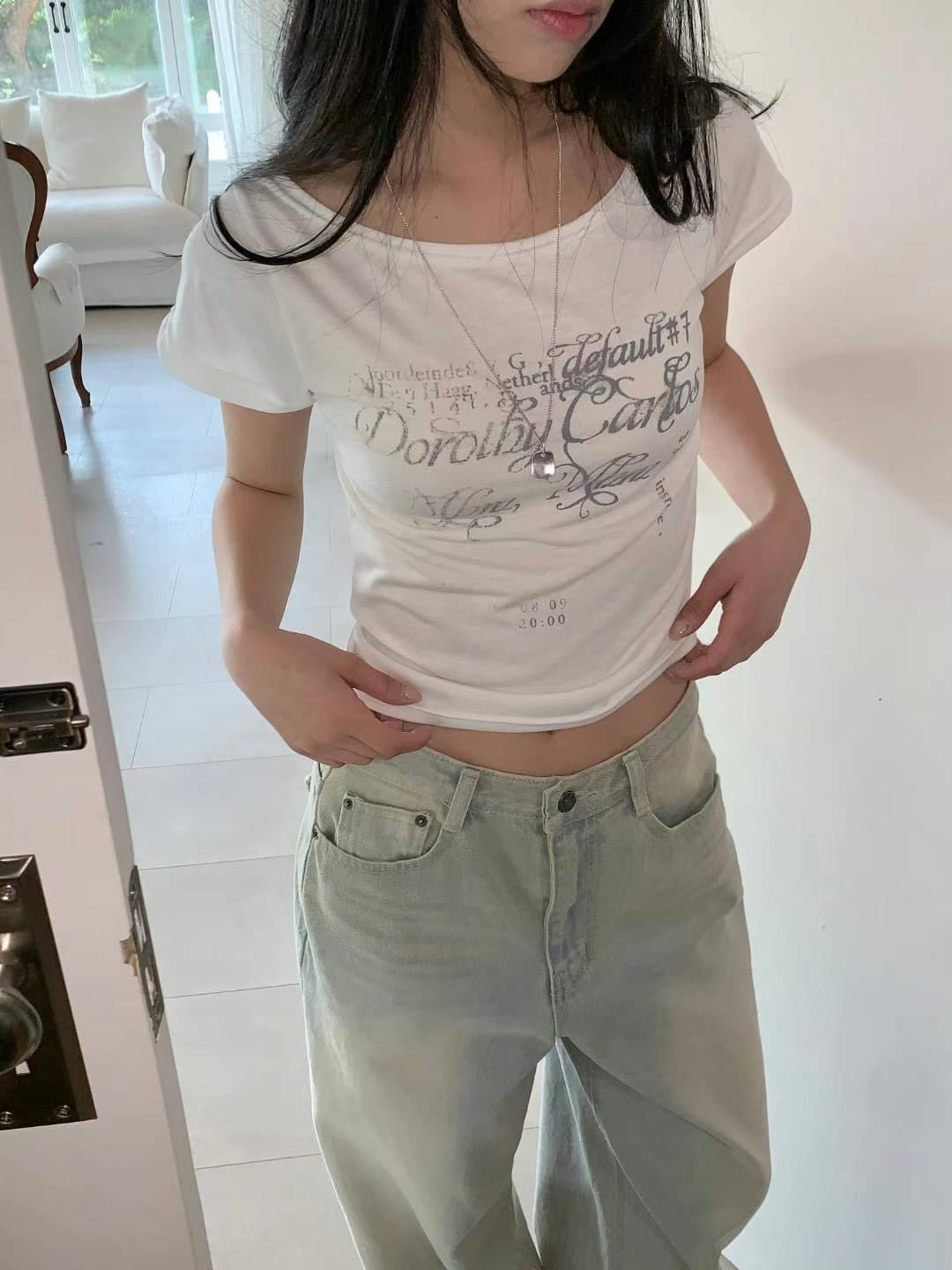 字母印花修身短袖T恤