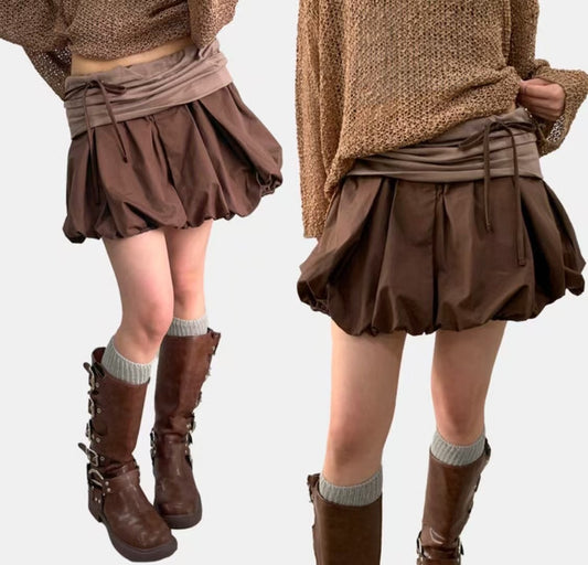 Puffy satin skirt