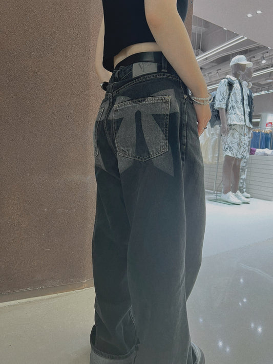 woman bow tie jeans