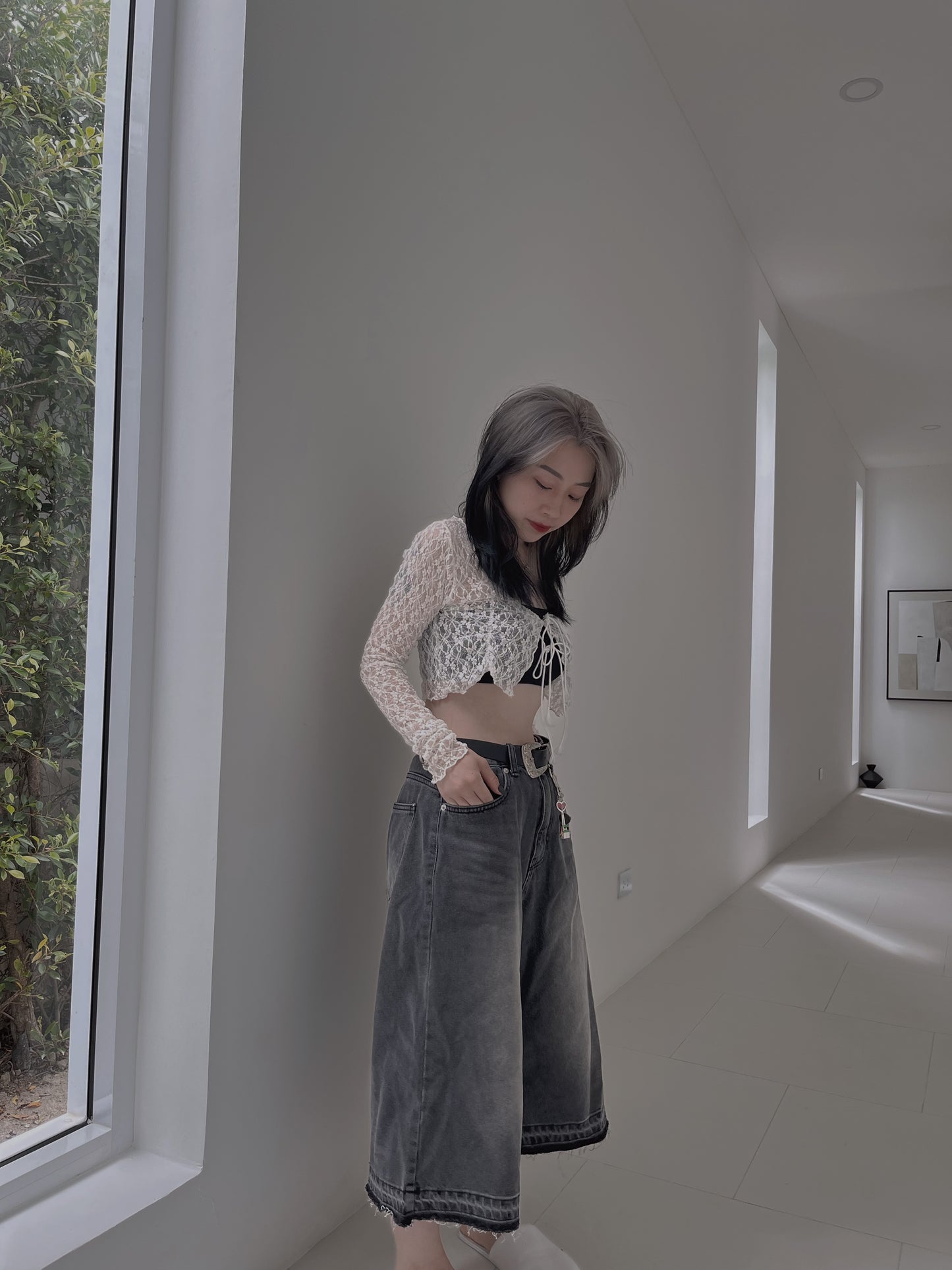 oversize bermuda denim pants (unisex)牛仔8分裤
