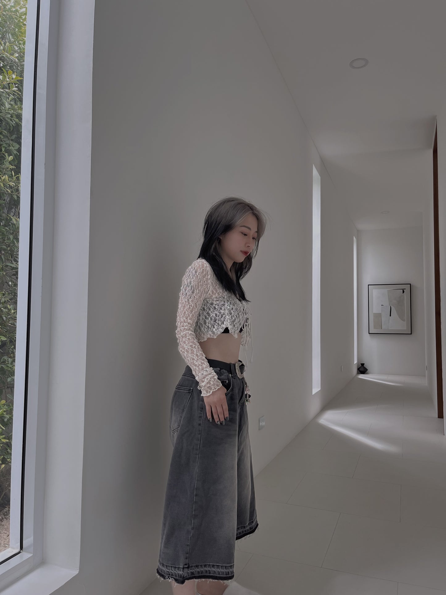 oversize bermuda denim pants (unisex)牛仔8分裤