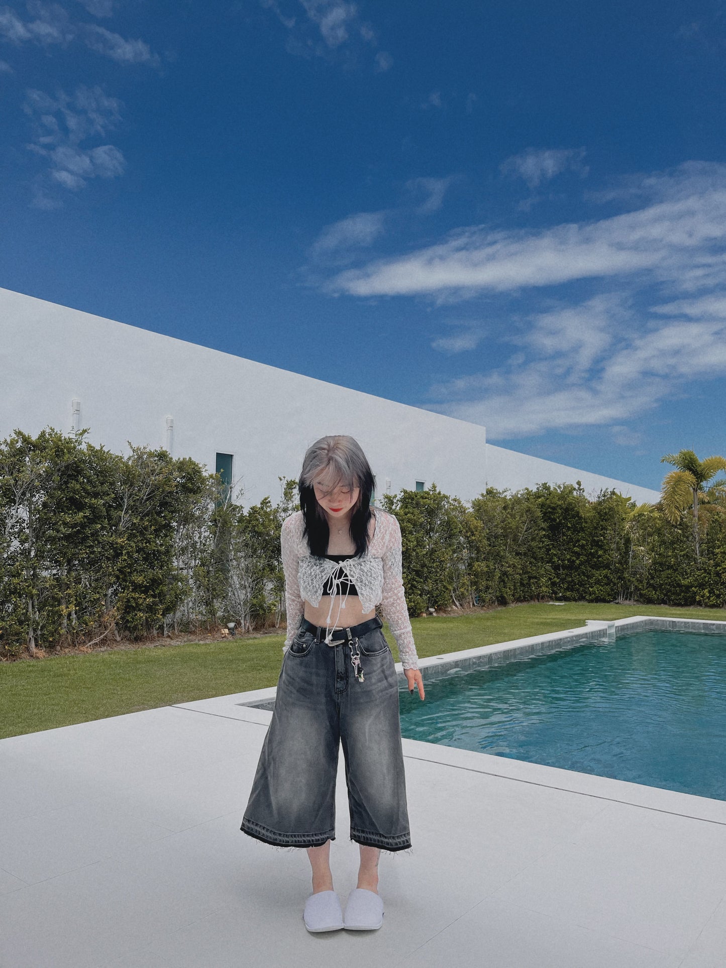 oversize bermuda denim pants (unisex)牛仔8分裤