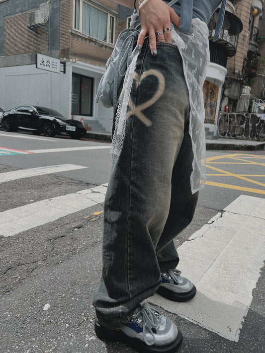 女裝心心牛仔褲