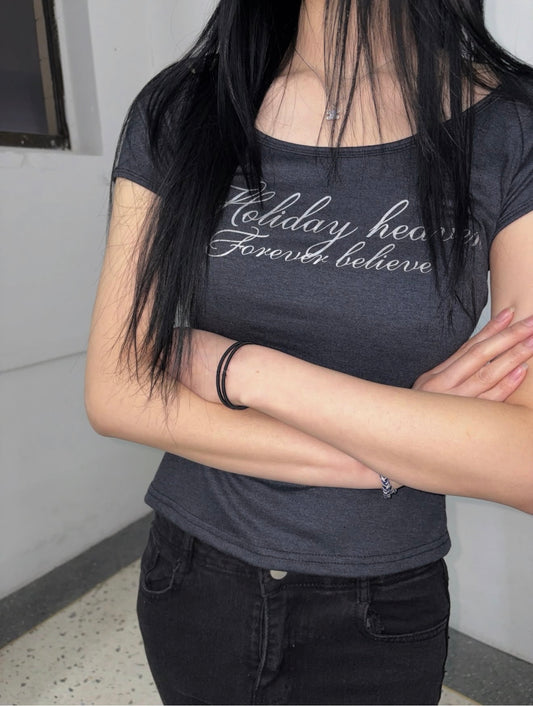 U-Neck Script Logo top