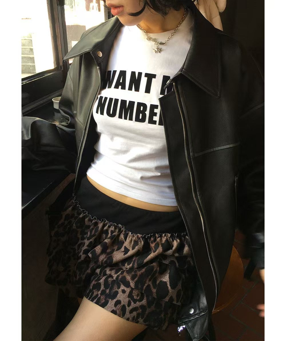 單色字母印花短款T恤