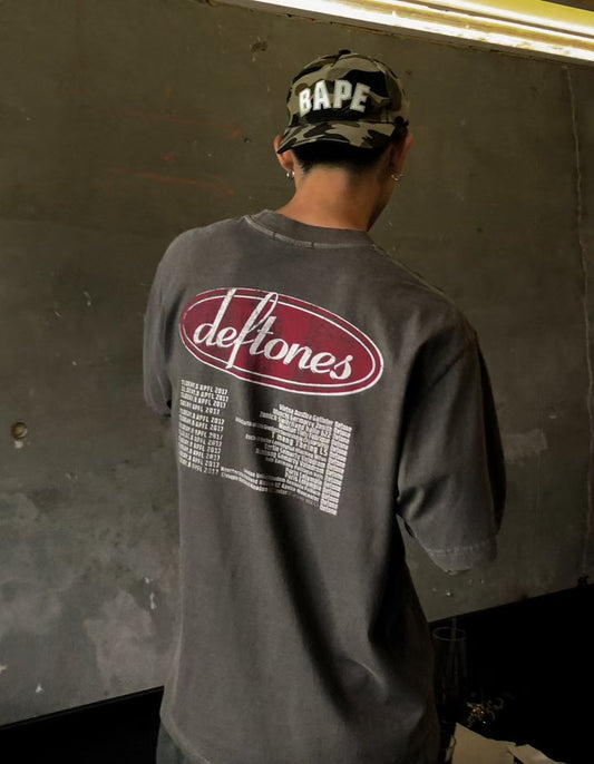 Vintage printed washed loose short-sleeved T-shirt