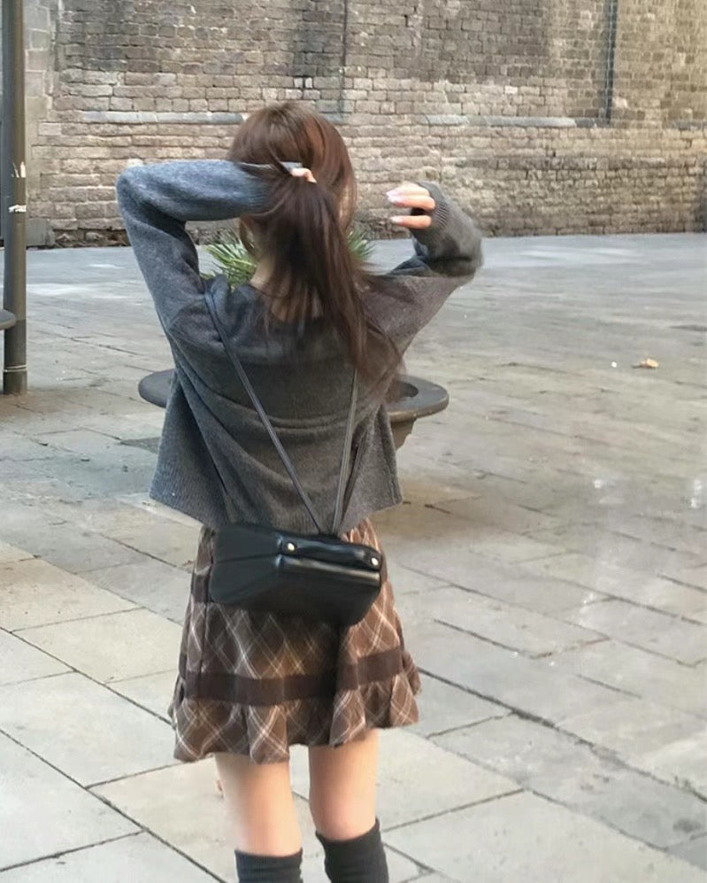格仔蛋糕短裙