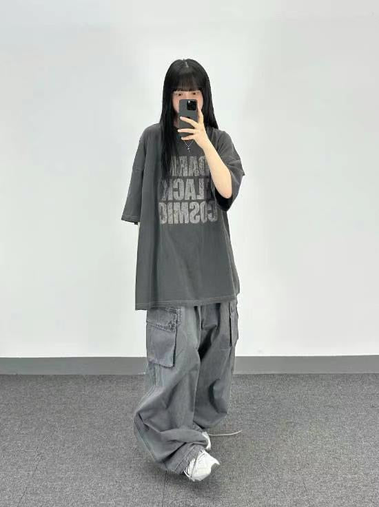Pigment dark print  Loose T-shirt  Oversize