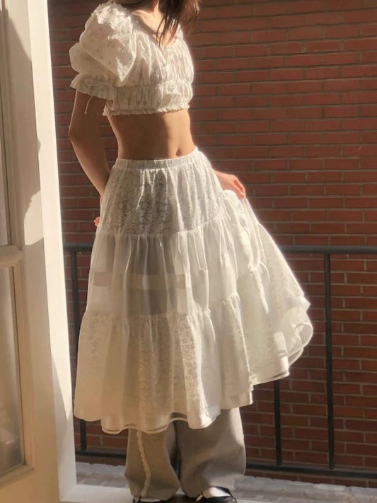 Layered Sheer Lace Tutu Skirt
