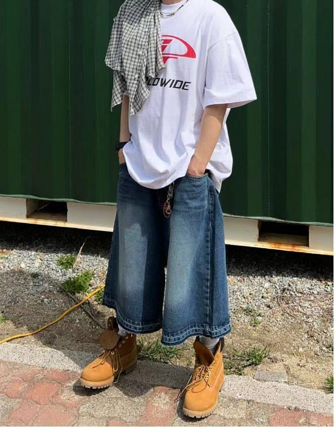 oversize bermuda denim pants (unisex)牛仔8分裤