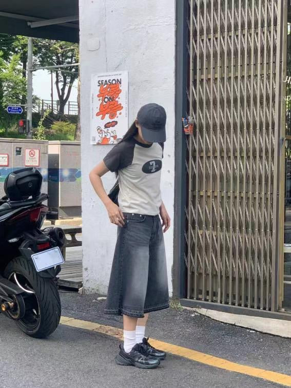 oversize bermuda denim pants (unisex)牛仔8分裤