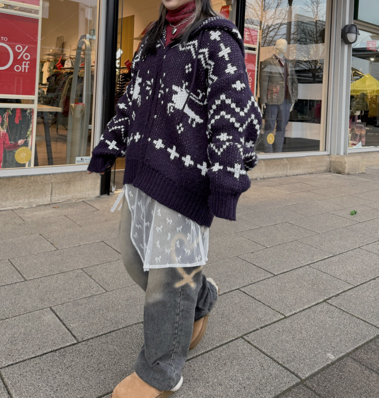 冬日雪花拉鏈冷外套