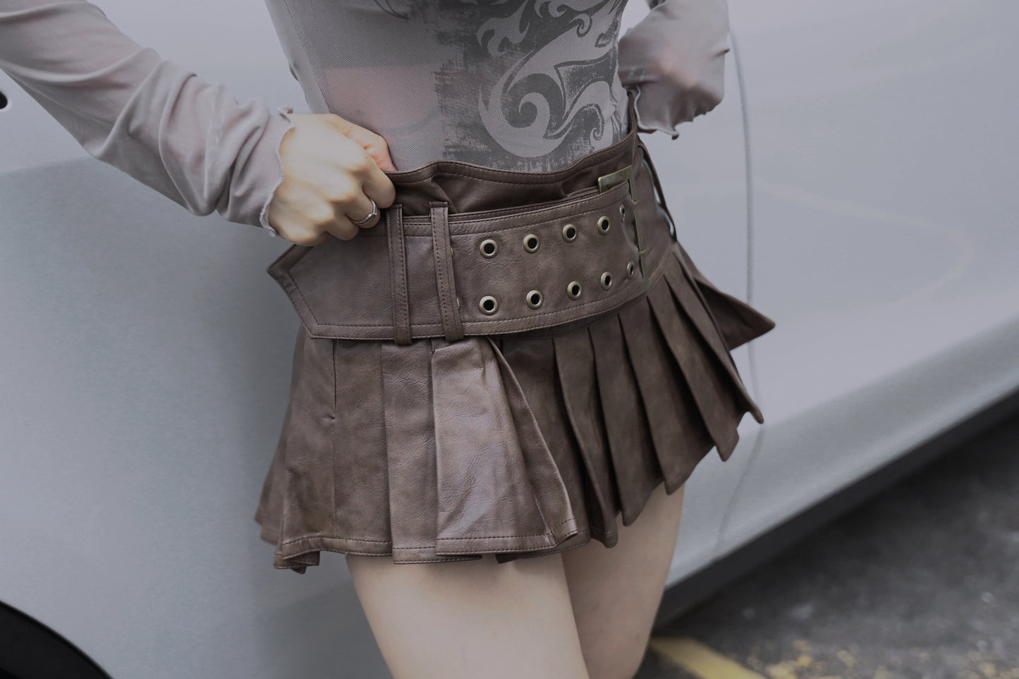 vintage belt short skirt