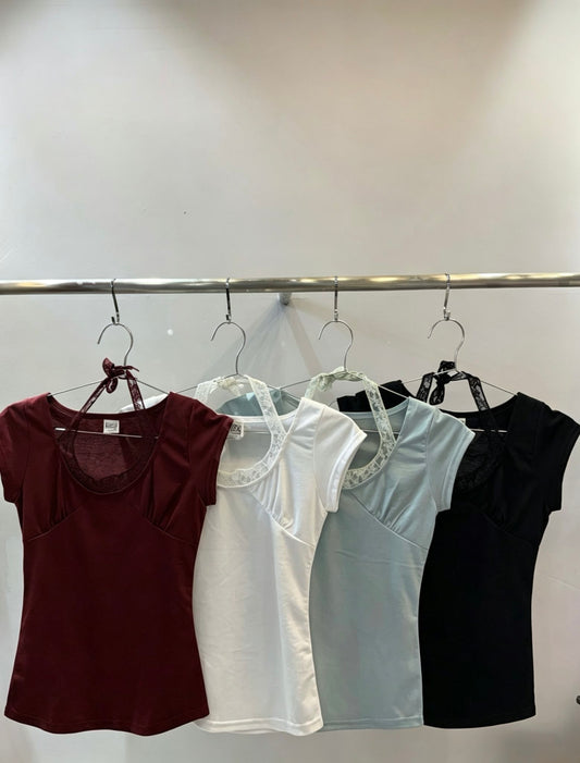 Lace Halter Layered Top