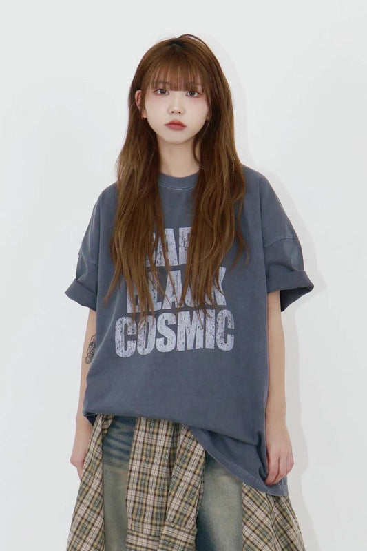 Pigment dark print  Loose T-shirt  Oversize