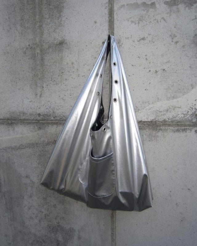 Eyelet Pocket Glossy Shoulder Bag