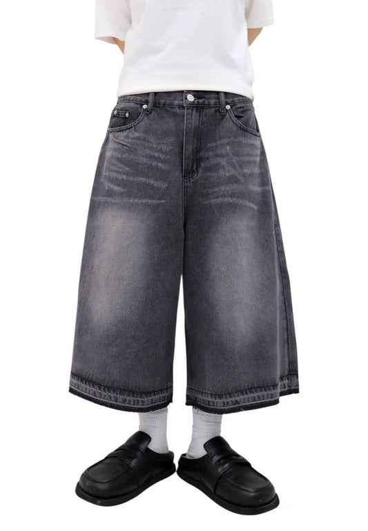Bermuda jeans (hem seams, summer denim, unisex, frosted)