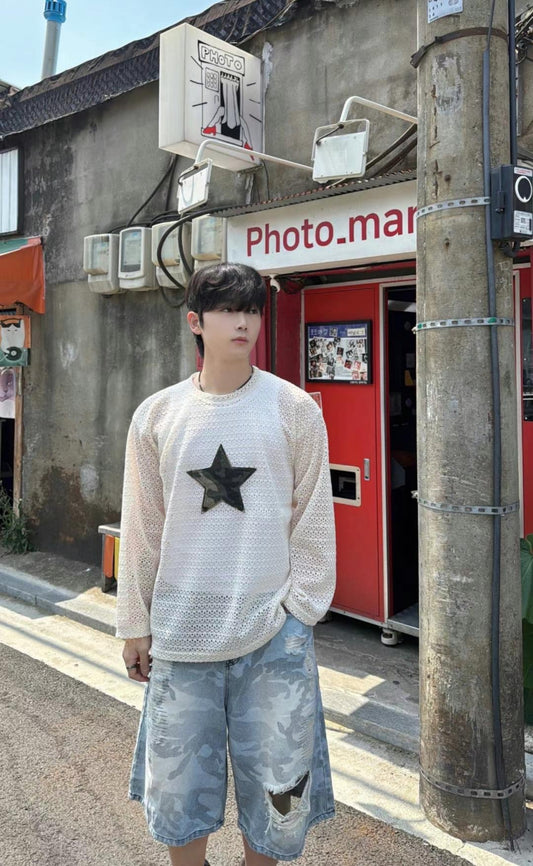 Camo Patchwork Long-Sleeve Tee