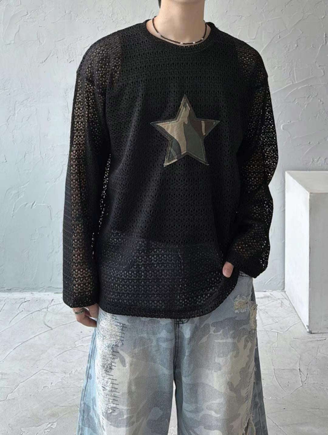 Camo Patchwork Long-Sleeve Tee
