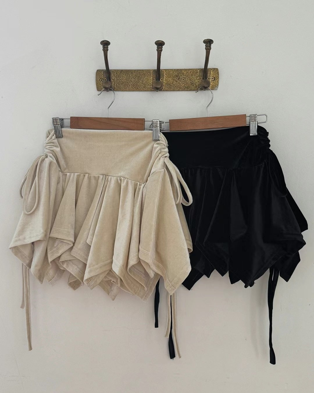 Velvet Asymmetrical Mini Skirt