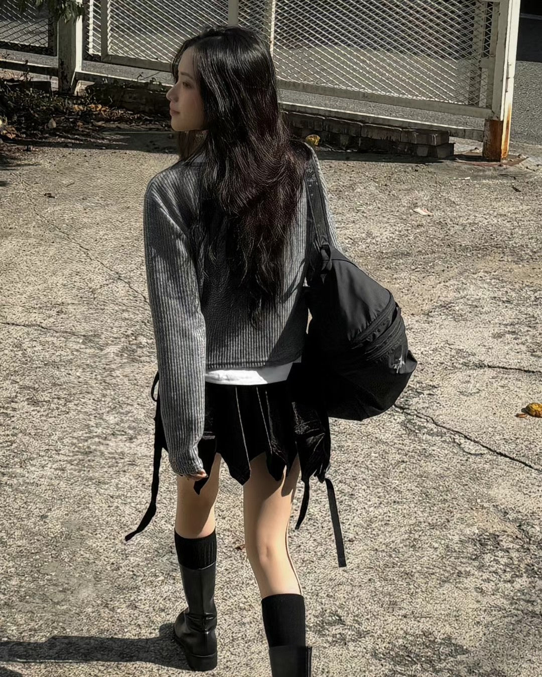 Velvet Asymmetrical Mini Skirt
