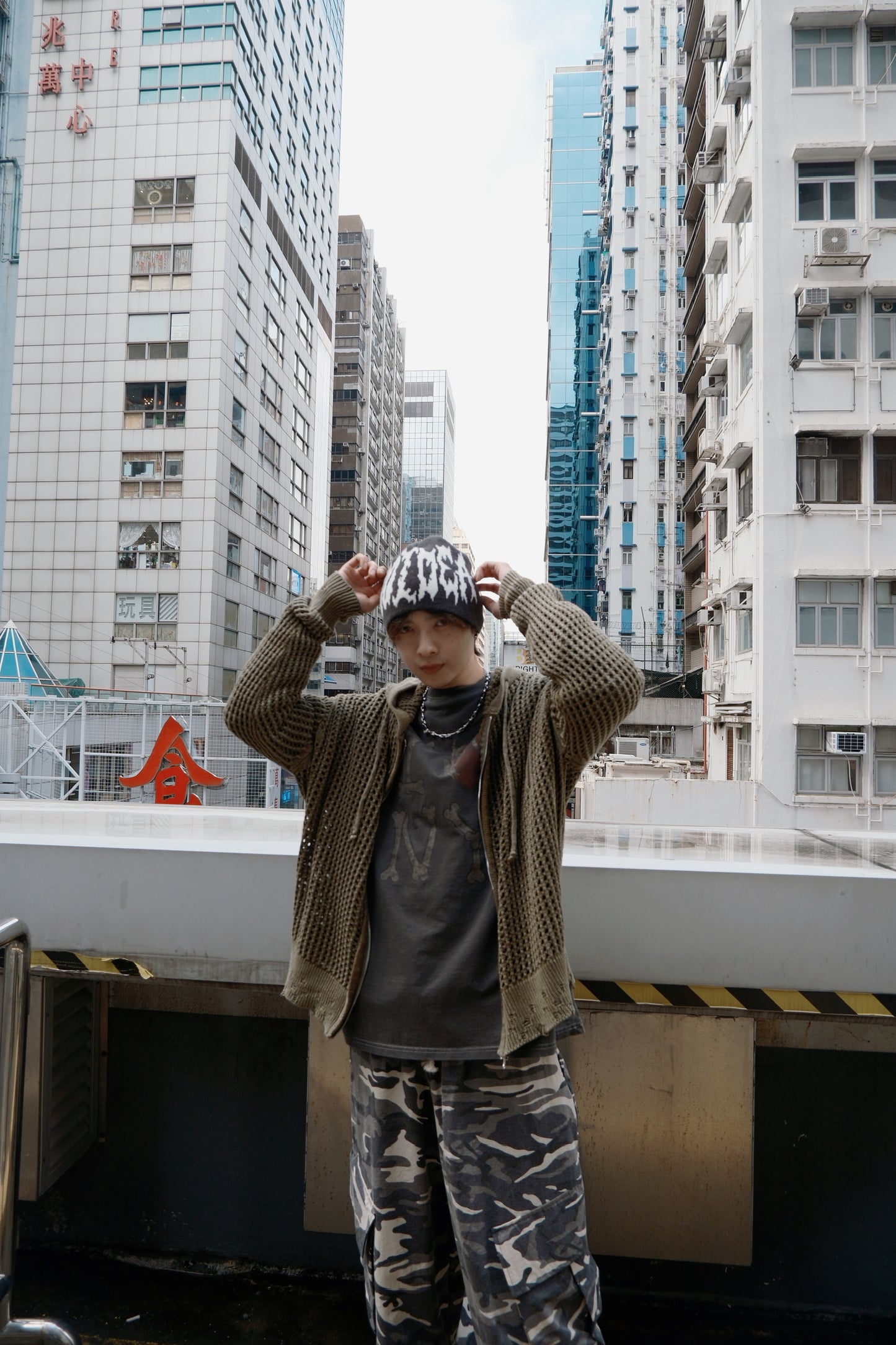 網眼針織連帽拉鍊外套(unisex)