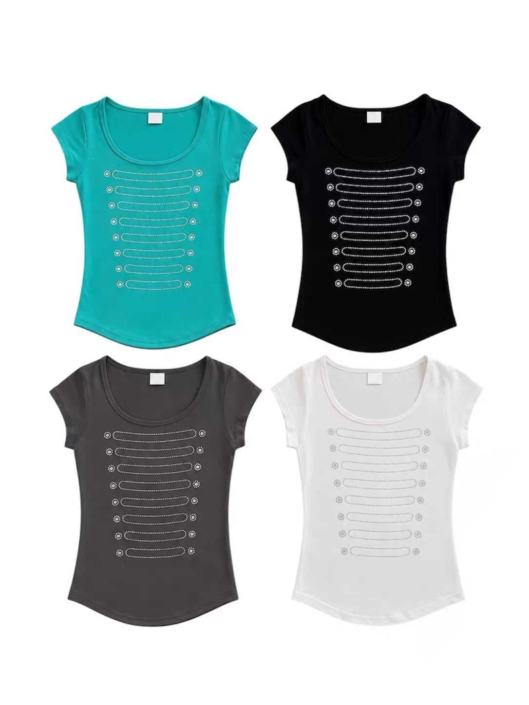 Rhinestone Striped Top