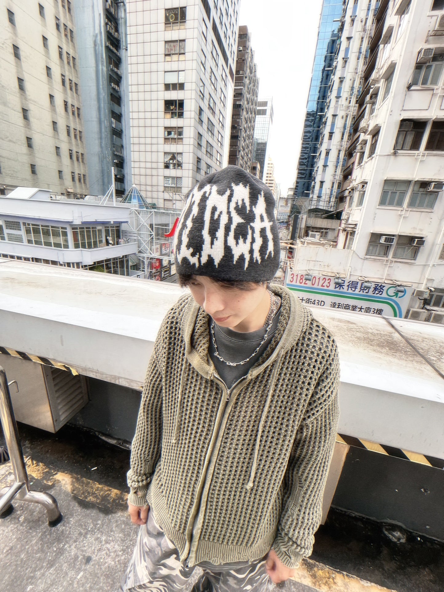 網眼針織連帽拉鍊外套(unisex)