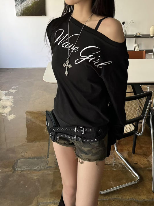 Wave Girl Graphic Long Sleeve Top