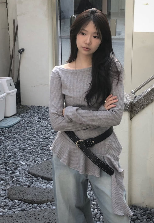 Asymmetrical Knit Layered Top