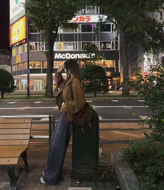 Brown Suede Bomber Jacket