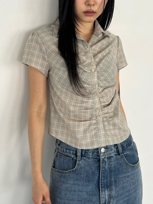 Gingham Ruched Top
