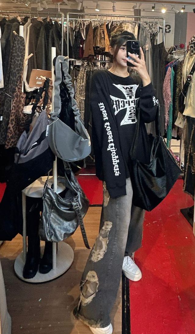 UNISEX 迷彩邊牛仔褲