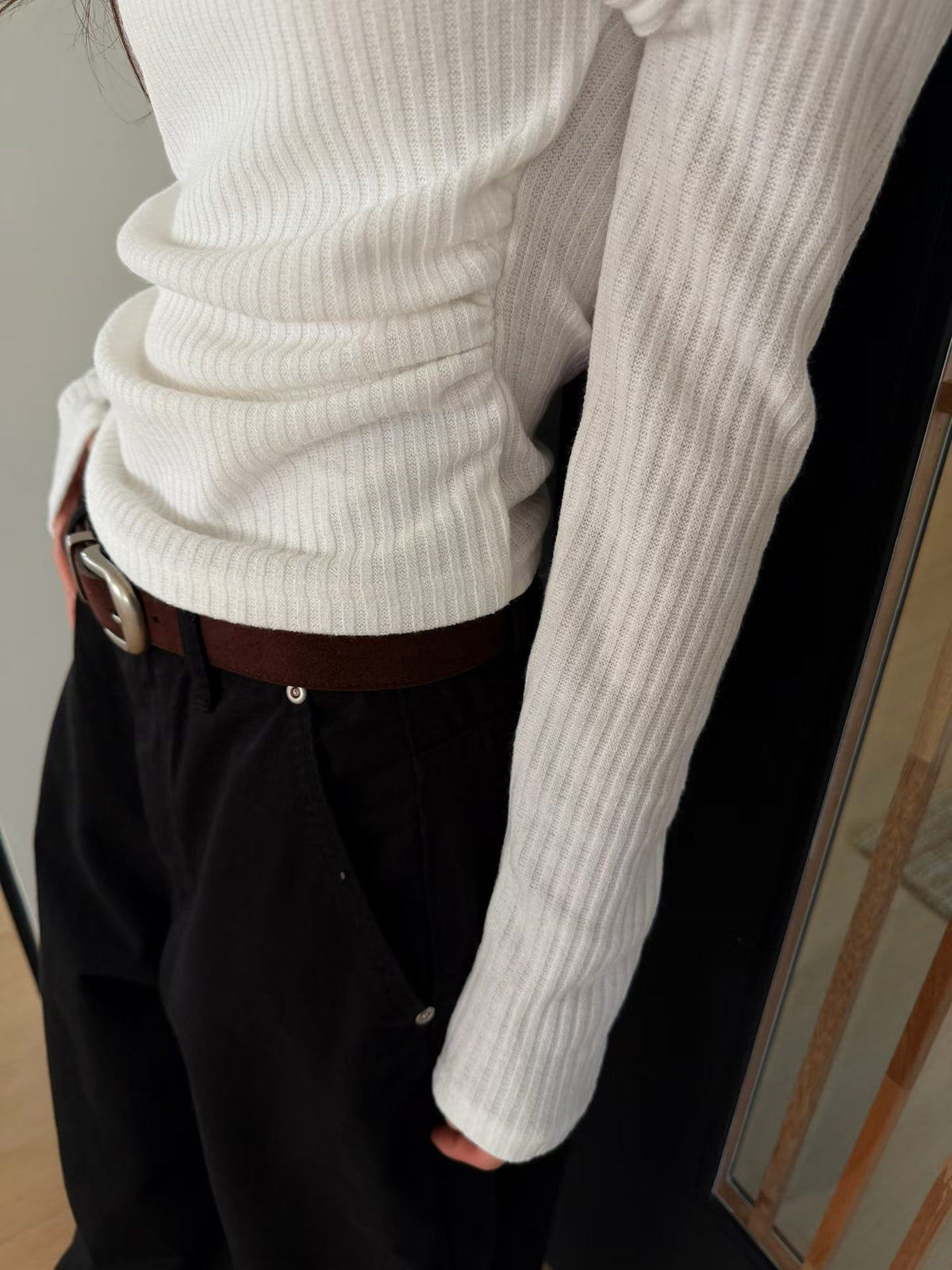 Ribbed Knit Cowl Top