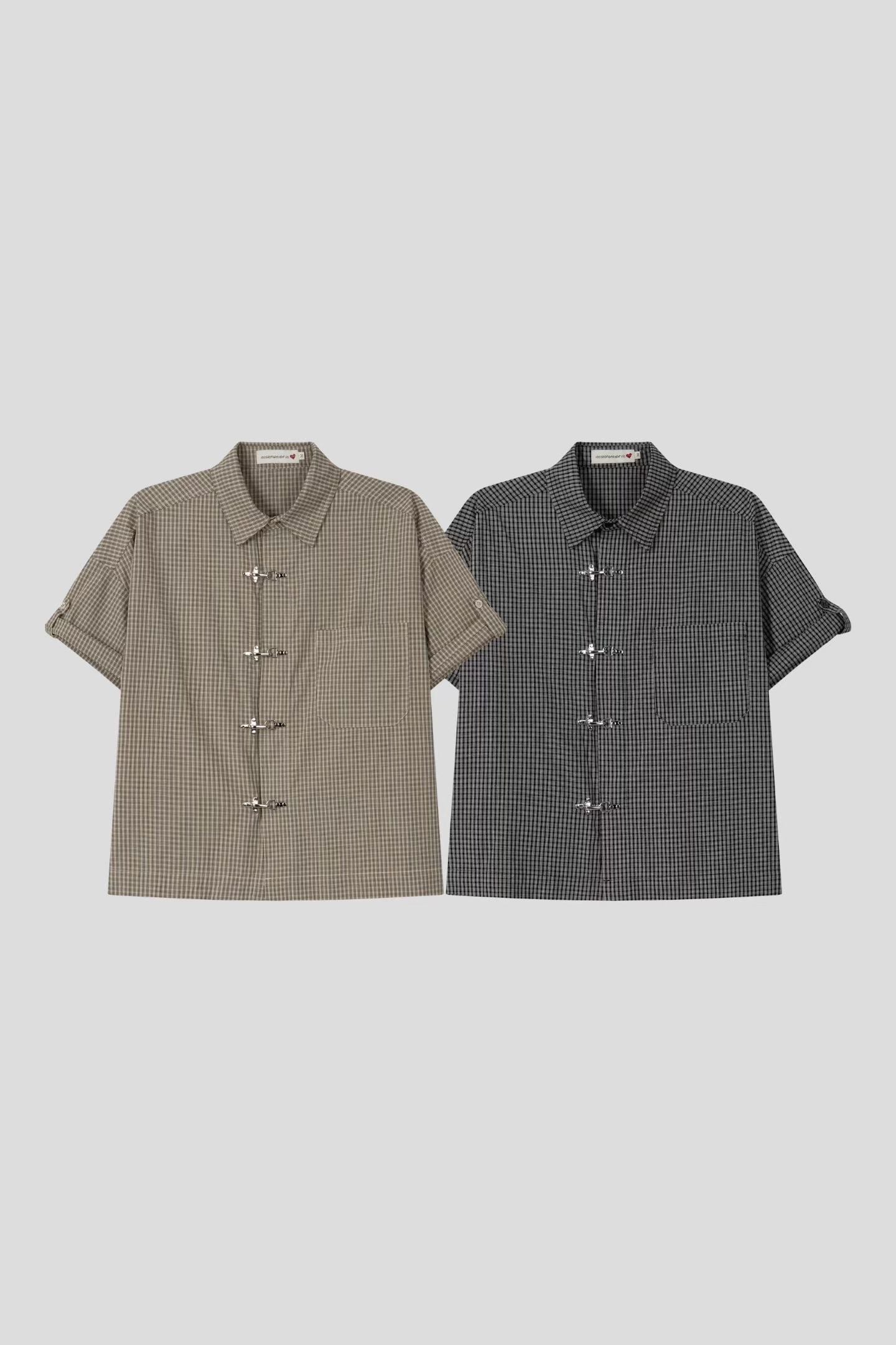 Check Metal Clasp Shirt