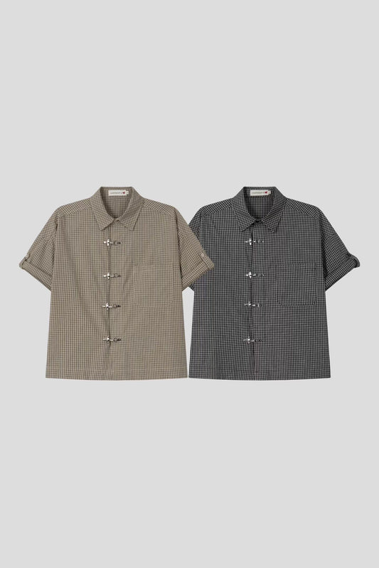 Check Metal Clasp Shirt